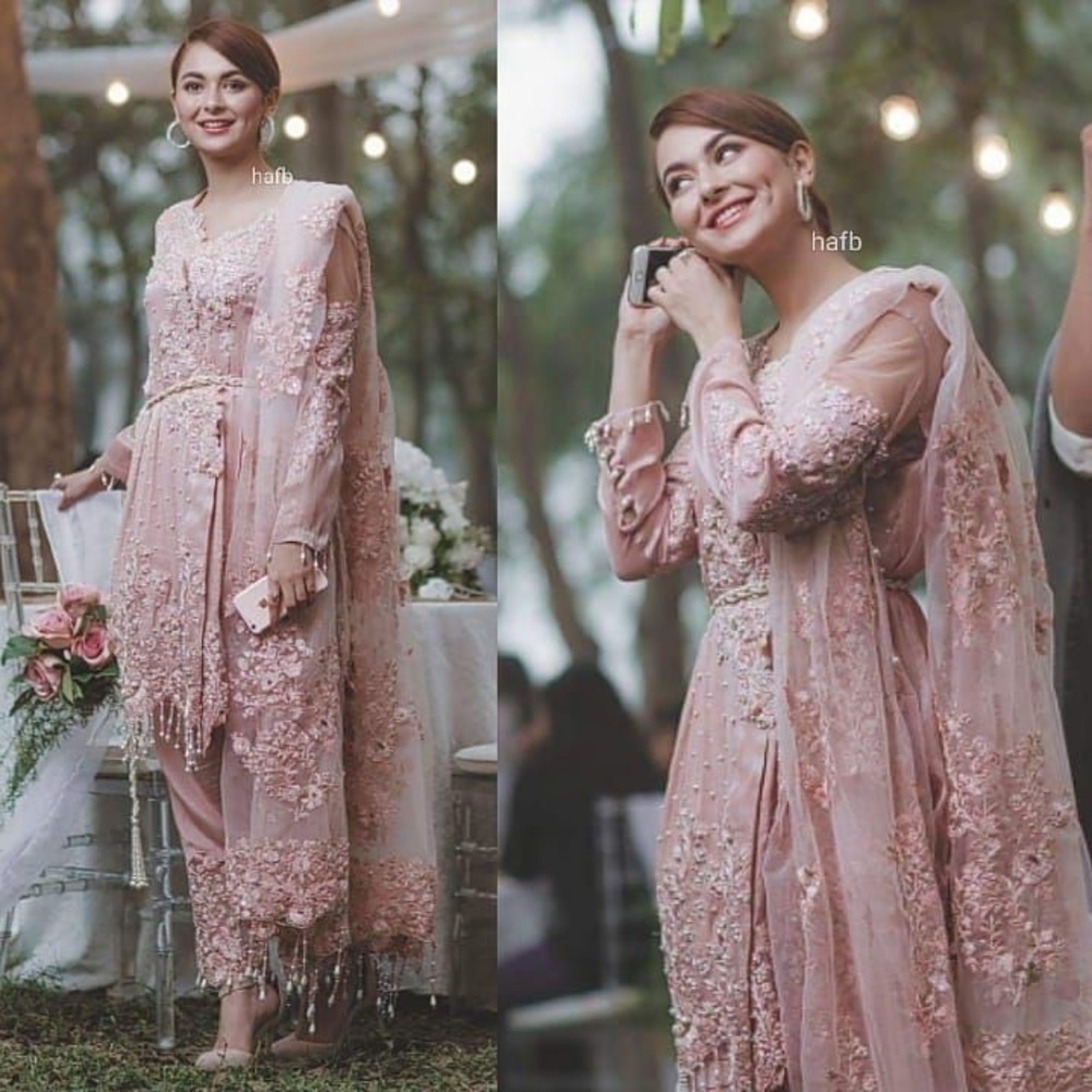 Elegant Pink Embroidered Women's Dress